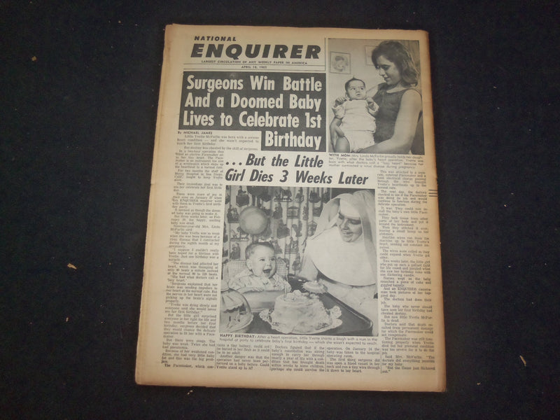 1965 APRIL 18 NATIONAL ENQUIRER NEWSPAPER - BURTON: LIZ TAMED ME! - NP 7382