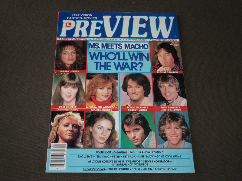 1979 JANUARY PREVIEW MAGAZINE - MS. MEETS MACHO COVER - ROBIN WILLIAMS - CW 937