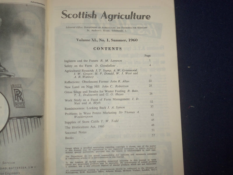 1960 SCOTTISH AGRICULTURE MAGAZINE - LOT OF 3 - J 6004