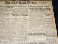 1916 DECEMBER 28 NEW YORK TIMES - CZAR SAYS PEACE NOV UNTHINKABLE - NT 8643