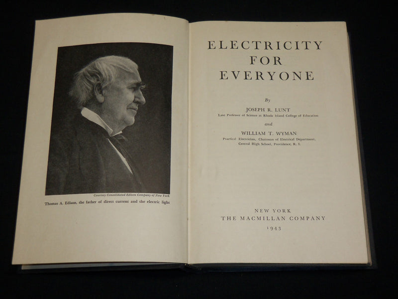 1943 ELECTRICITY FOR EVERYONE HARDCOVER BOOK BY LUNY & WYMAN - KD 6372