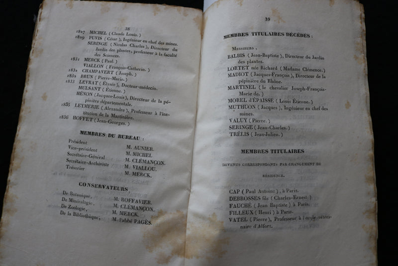 1856 ANNALES DE LA SOCIETE LINNEENNE DE LYON SOFTCOVER BOOK - FRENCH - K 1863