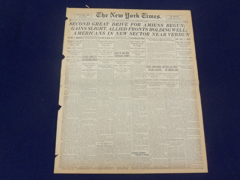1918 APRIL 5 NEW YORK TIMES - AMERICANS IN NEW SECTOR NEAR VERDUN - NT 8202