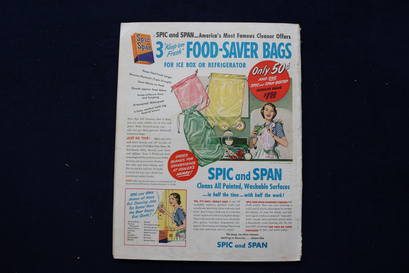 1948 OCTOBER MCCALL'S MAGAZINE - BEAUTIFUL WOMAN WITH FLOWERS COVER - E 22128