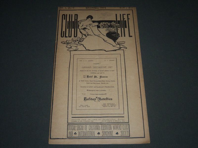 1904 DECEMBER CLUB LIFE WOMAN'S GUILD MAGAZINE - NICE COVER - J 2581