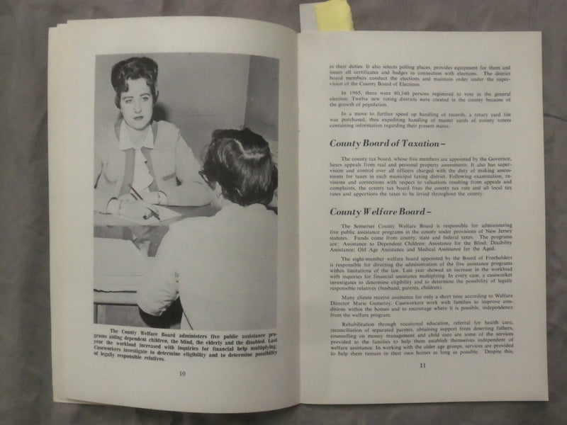 1965 SOMERSET COUNTY NEW JERSEY ANNUAL REPORT SOFTCOVER BOOK - K 290