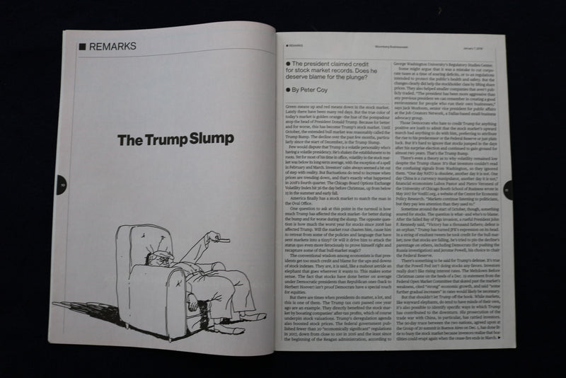 2019 JAN 7 BLOOMBERG BUSINESSWEEK MAGAZINE - THE TRUMP SLUMP COVER - E 11765