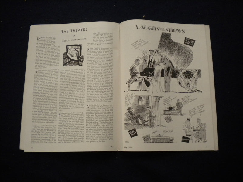 1937 MAY JUDGE MAGAZINE- FISHING WOMAN TAKES OFF BOOT AND FISH COMES OUT- B 439F