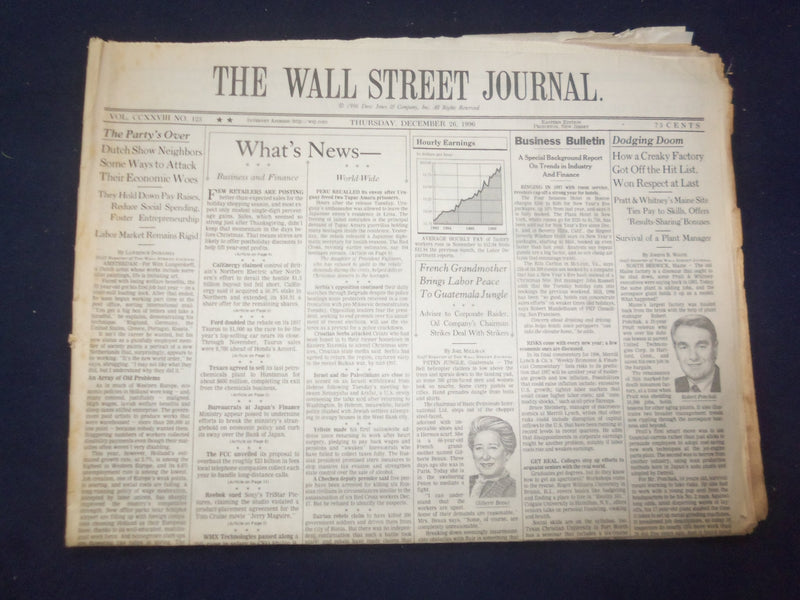 1996 DEC 26 THE WALL STREET JOURNAL - DUTCH SHOW WAYS TO ATTACK WOES - WJ 136