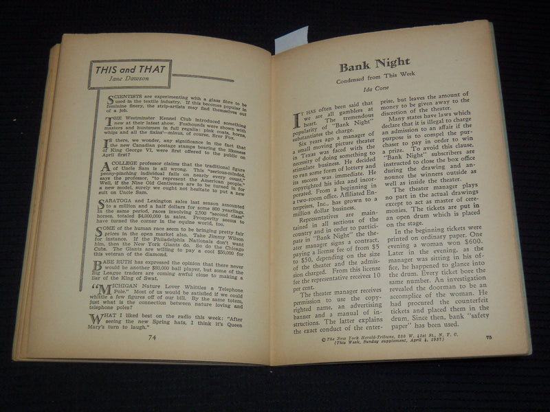1937 JUNE POPULAR DIGEST MAGAZINE - VOLUME 1 NO. 1 - DAVID SINCLAIR - K 1029