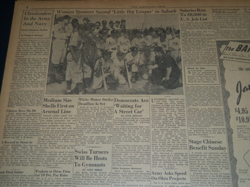 1941 JULY 4 CLEVELAND NEWS NEWSPAPER - DEFENSE JOBS POUR A BILLION CITY- NT 7455