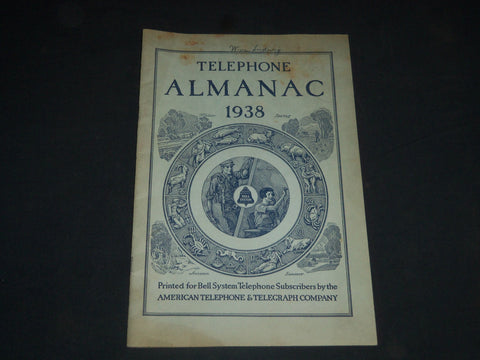 1938 TELEPHONE ALMANAC BOOK PUB. BY AMERICAN TELEPHONE & TELEGRAPH CO. - J 3976