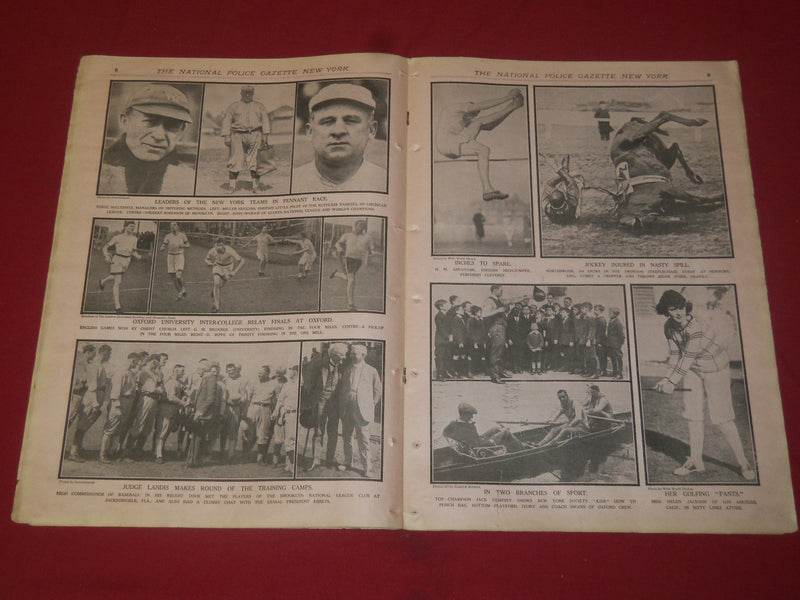 1922 APRIL 15 THE NATIONAL POLICE GAZETTE MAGAZINE - BASEBALL PHOTOS - B 5738