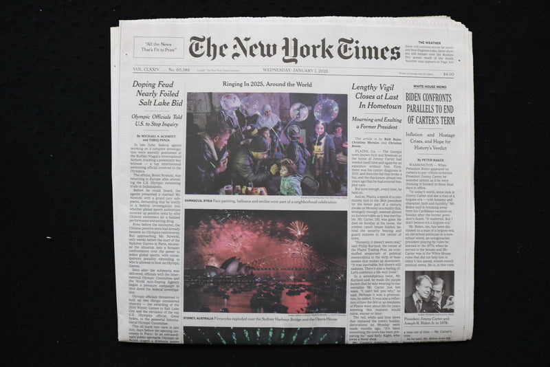 2025 JANUARY 1 NEW YORK TIMES - RINGING IN 2025, AROUND THE WORLD