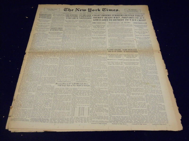 1937 FEB 3 NEW YORK TIMES - COURT ORDERS STRIKES OUSTED TODAY - NT 1290