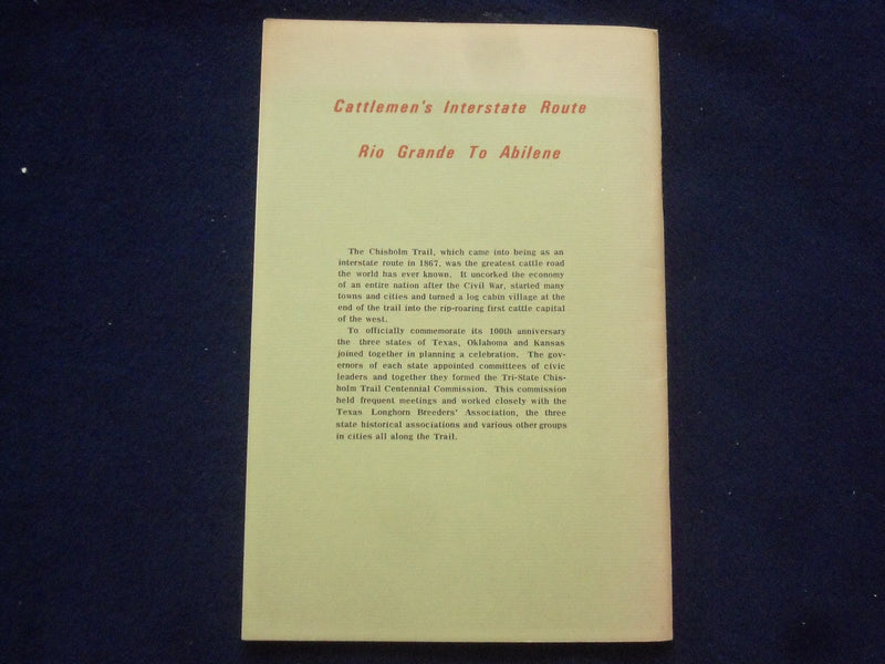 1967 MIRACLE OF THE CHISHOLM TRAIL BY HENRY B. JAMESON SOFTCOVER BOOK - J 9613