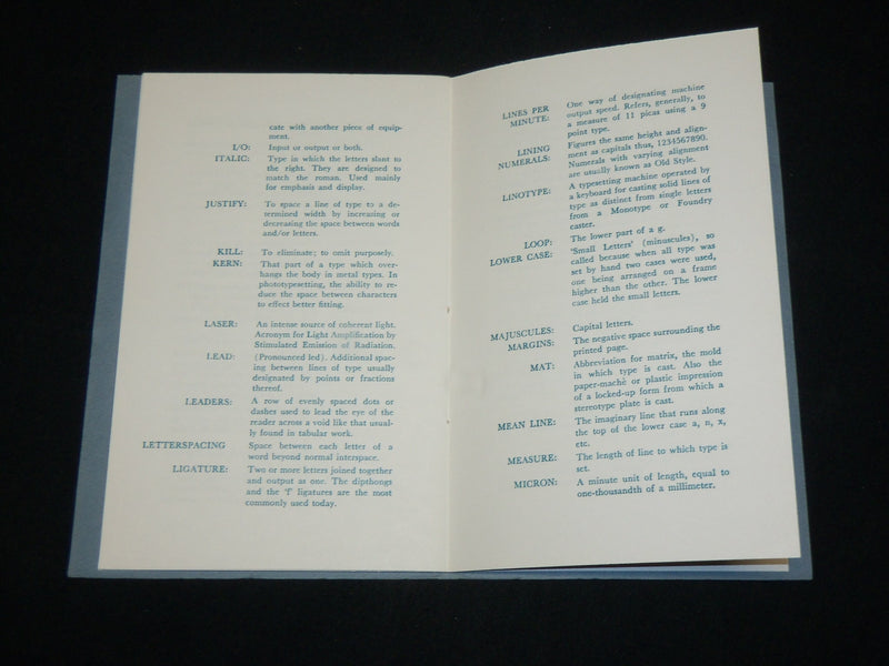 1975 TYPOGRAPHIC PLUS SELECTED COMPUTER RELATED TERMS BOOK - J 6506