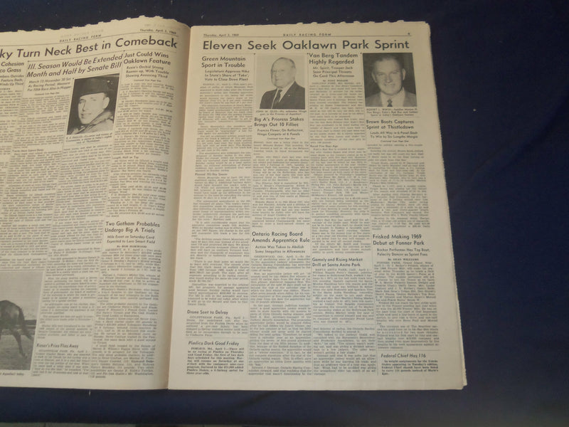 1969 APRIL 3 THE DAILY RACING FORM - ARTS AND LETTERS DERBY NOMINEE - NP 2534K