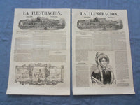 1852 LA ILUSTRACION PERIODICO UNIVERSAL NEWSPAPER - LOT OF 5 - NP 8414