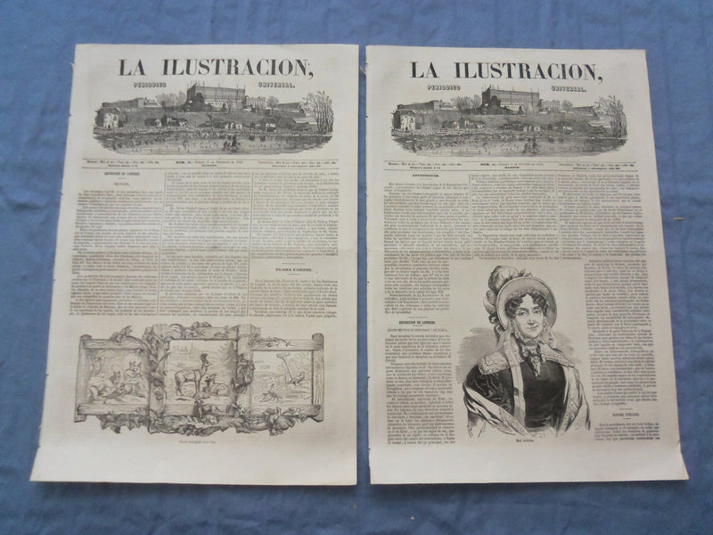 1852 LA ILUSTRACION PERIODICO UNIVERSAL NEWSPAPER - LOT OF 5 - NP 8414