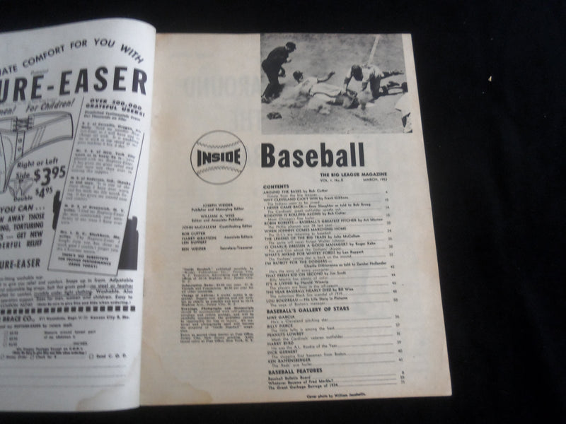 1953 MARCH INSIDE BASEBALL MAGAZINE - ROBIN ROBERTS - ENOS SLAUGHTER - J 7697
