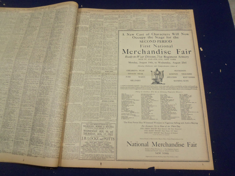 1922 AUGUST 12 NEW YORK TIMES - STRIKE SPREADING RAPIDLY IN THE WEST - NT 8370