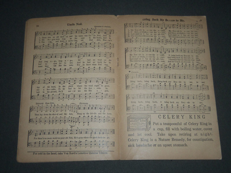 EARLY 1900'S SONGS FOR THE HOUR MAGAZINE PUB BY S. C. WELLS & CO. - J 2549