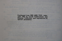 1940 SEX AND YOU BY DR. PHILIP M. LOVELL - SOFTCOVER BOOK - K 3430