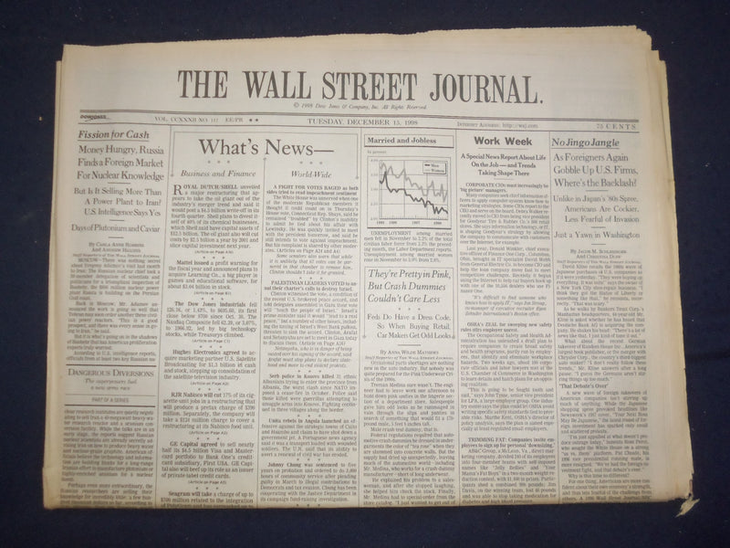1998 DEC 15 THE WALL STREET JOURNAL - FOREIGNERS GOBBLE UP U.S. FIRMS - WJ 360