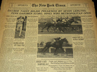 1931-1952 NEW YORK TIMES PREAKNESS WINNERS SPORTS SECTIONS LOT OF 18 - NTL 16F