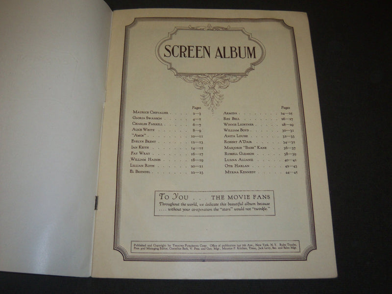 1931 SCREEN ALBUM MAGAZINE - GLORIA SWANSON & MAURICE CHEVALIER - J 5248