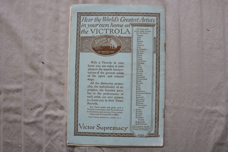 1917-1918 THE AUDITORIUM CHICAGO OPERA ASSOCIATION PROGRAM - MANON - K 3456