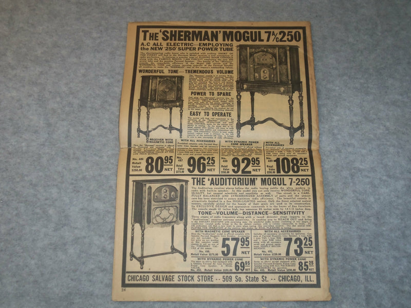 1929 THE RADIO BARGAIN NEWS - CHICAGO SALVAGE STOCK STORE CATALOGUE - J 6329