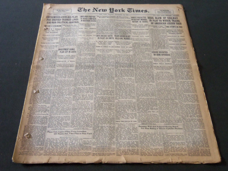 1927 SEPT 26 NEW YORK TIMES - REDS BLOW UP RAILWAY AMERICAN LEGION TOUR- NT 6377