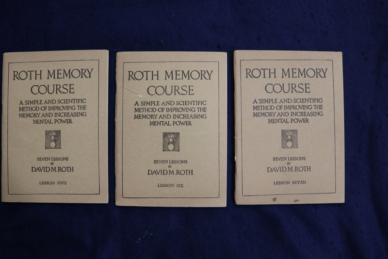 1918 ROTH MEMORY COURSE - SEVEN LESSONS - SOFTCOVER BOOKS - LOT OF 7 - K 1350