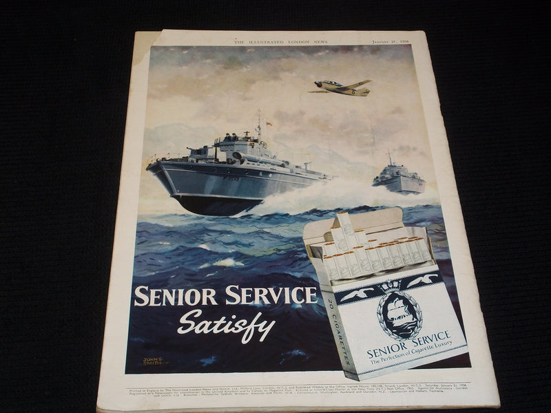 1956 JANUARY 21 ILLUSTRATED LONDON NEWS MAGAZINE NICE COVERS & ADS - E 4244