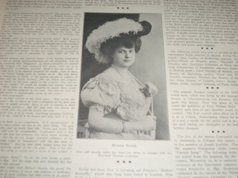 1907 OCTOBER 16 MUSICAL COURIER MAGAZINE - FRIEDA STENDER COVER - J 1255