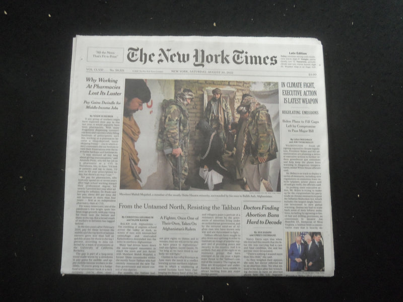 2022 AUGUST 20 NEW YORK TIMES - CLIMATE FIGHT, EXECUTIVE ACTION IS LATEST WEAPON