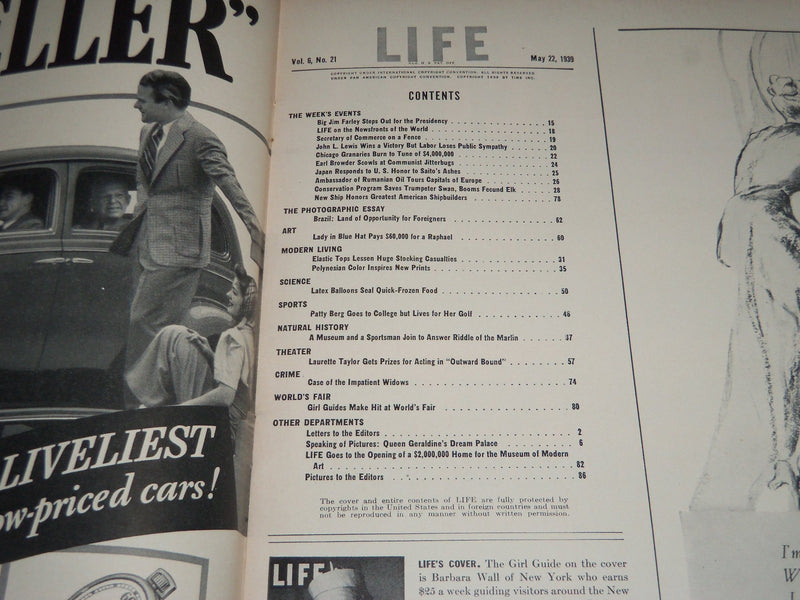 1939 MAY 22 LIFE MAGAZINE - WORLD'S FAIR GUIDE COVER - L 131