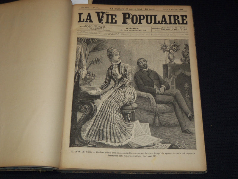 1885 JULY-SEPT LA VIE POPULAIRE MAGAZINE BOUND VOLUME #7- EMILE ZOLA - KD 7462C