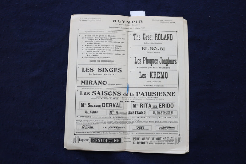 1905 MARCH 12 OLYMPIA THEATRE - LES FRERES ISOLA - PROGRAM - K 1670