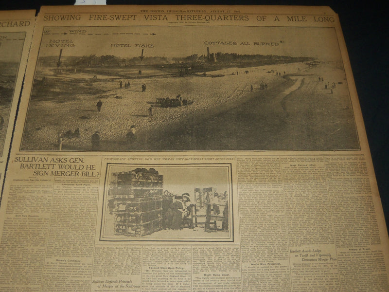 1907 AUGUST 7 THE BOSTON HERALD - OLD ORCHARD AFTER BIG FIRE - BH 229