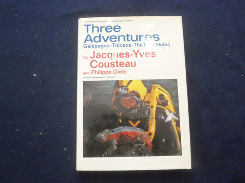 1973 THREE ADVENTURES HARDCOVER BOOK BY JACQUES-YVES COUSTEAU - KD 8283