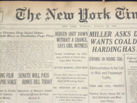 1922 AUGUST 29 NEW YORK TIMES - BERGEN SHOT DOWN WITHOUT A CHANCE - NT 8380