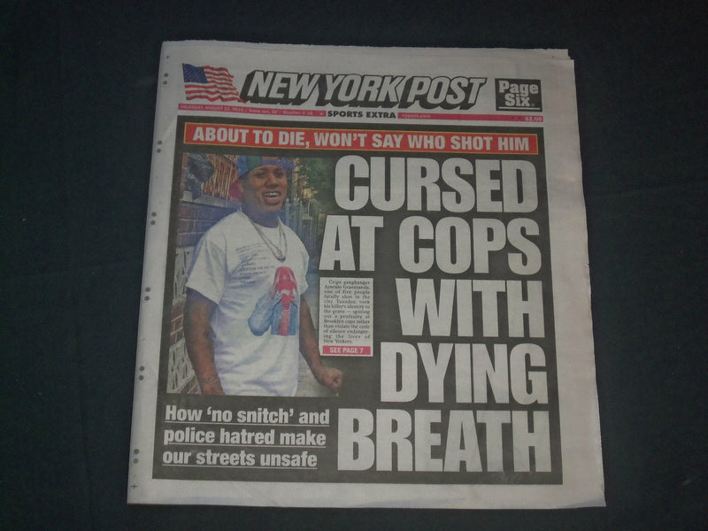 2019 AUGUST 22 NEW YORK POST NEWSPAPER - CURSED AT COPS WITH DYING BREATH