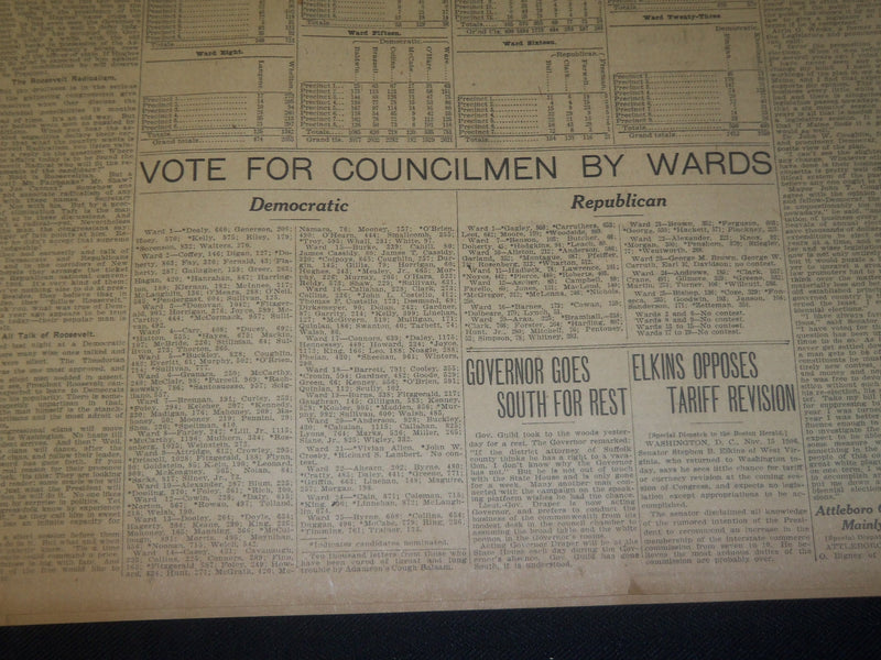1906 NOVEMBER 16 THE BOSTON HERALD - BOSTON PRIMARIES FURNISH SURPRISES - BH 135