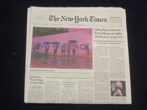 2020 OCTOBER 20 NEW YORK TIMES - TRUMP CALLS FAUCI A DISASTER, SHRUGS AT VIRUS