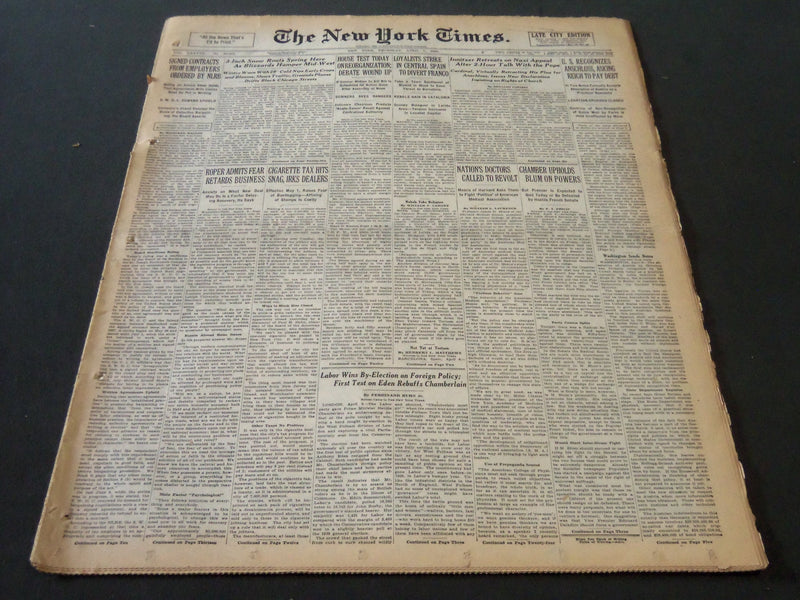 1938 APRIL 7 NEW YORK TIMES - CARDINAL INNITZER RETREATS ON NAZI APPEAL- NT 6255