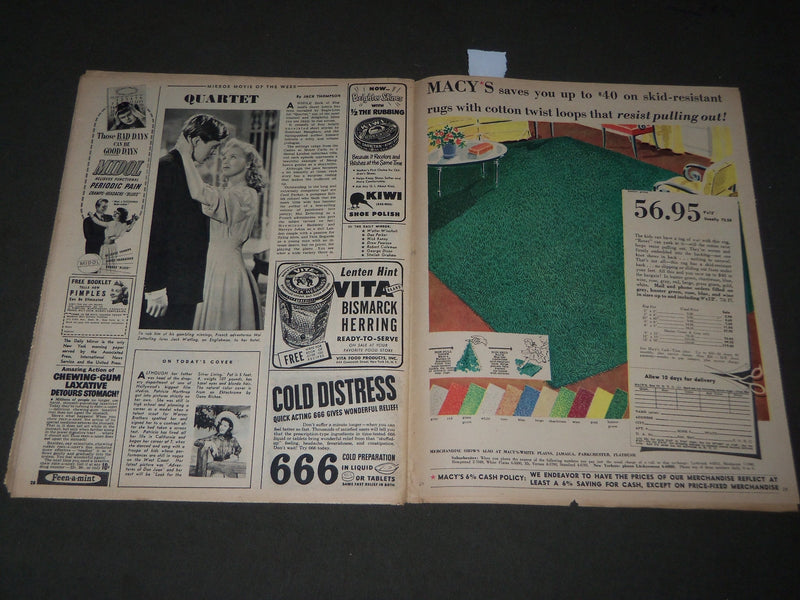 1949 MARCH 27 SUNDAY MIRROR MAGAZINE SECTION - PATRICIA NORTHRUP COVER - J 2922