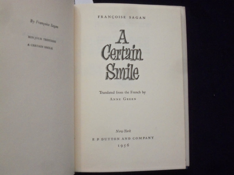 1956 A CERTAIN SMILE HARDCOVER BOOK BY FRANCOISE SAGAN - KD 8681
